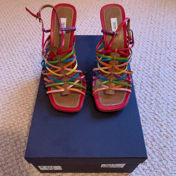 rainbow strappy heels